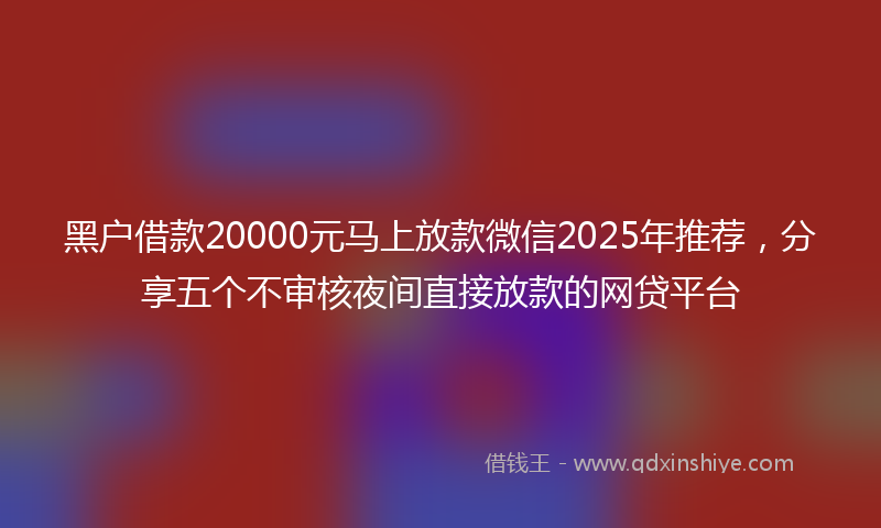 黑户借款20000元马上放款微信2025年推荐，分享五个不审核夜间直接放款的网贷平台