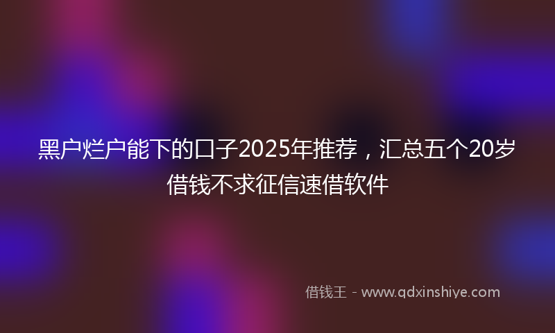 黑户烂户能下的口子2025年推荐，汇总五个20岁借钱不求征信速借软件