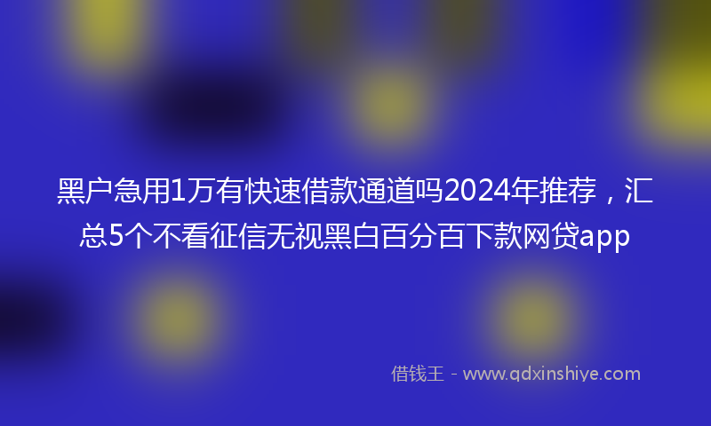 黑户急用1万有快速借款通道吗2024年推荐，汇总5个不看征信无视黑白百分百下款网贷app