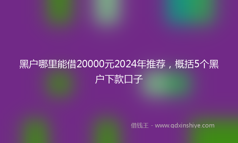 黑户哪里能借20000元2024年推荐，概括5个黑户下款口子