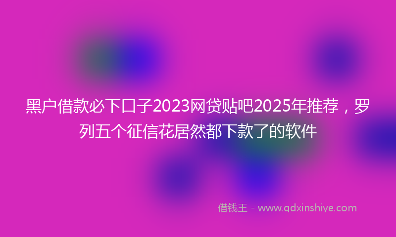 黑户借款必下口子2023网贷贴吧2025年推荐，罗列五个征信花居然都下款了的软件