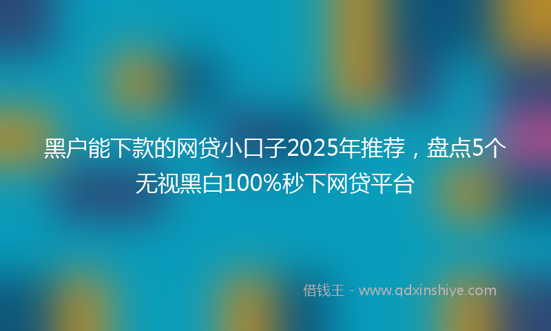 黑户能下款的网贷小口子2025年推荐，盘点5个无视黑白100%秒下网贷平台