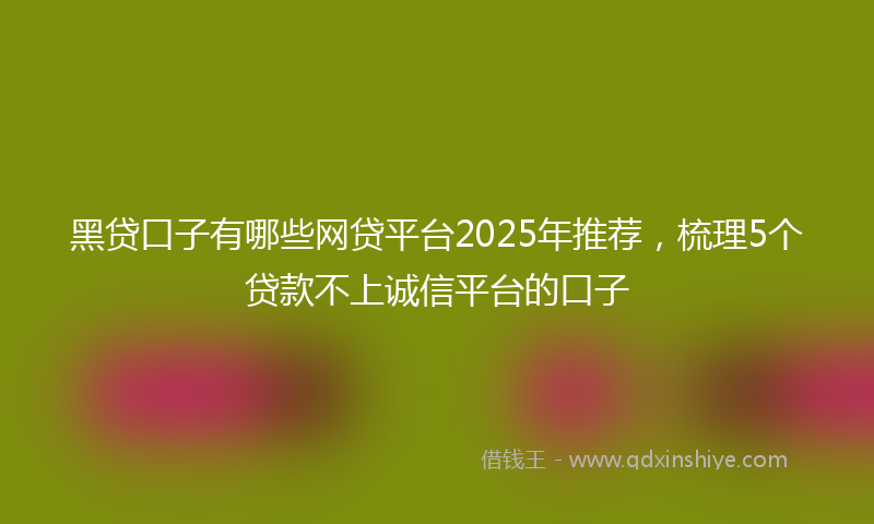 黑贷口子有哪些网贷平台2025年推荐，梳理5个贷款不上诚信平台的口子