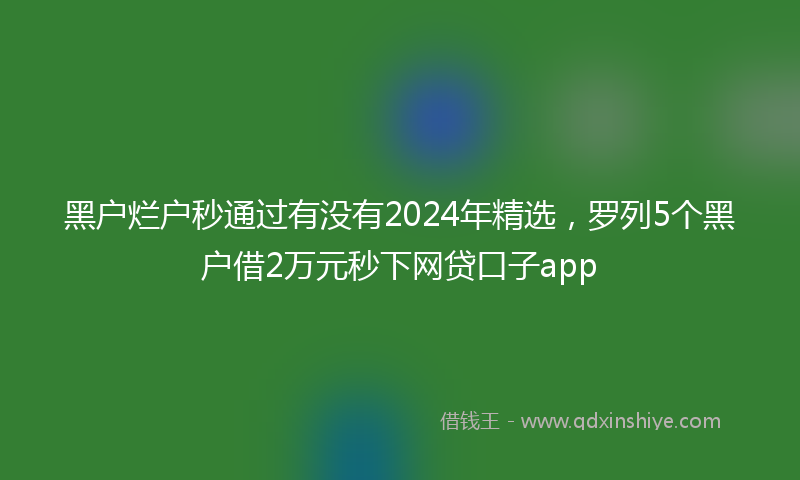 黑户烂户秒通过有没有2024年精选，罗列5个黑户借2万元秒下网贷口子app