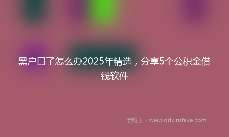 黑户口了怎么办2025年精选，分享5个公积金借钱软件
