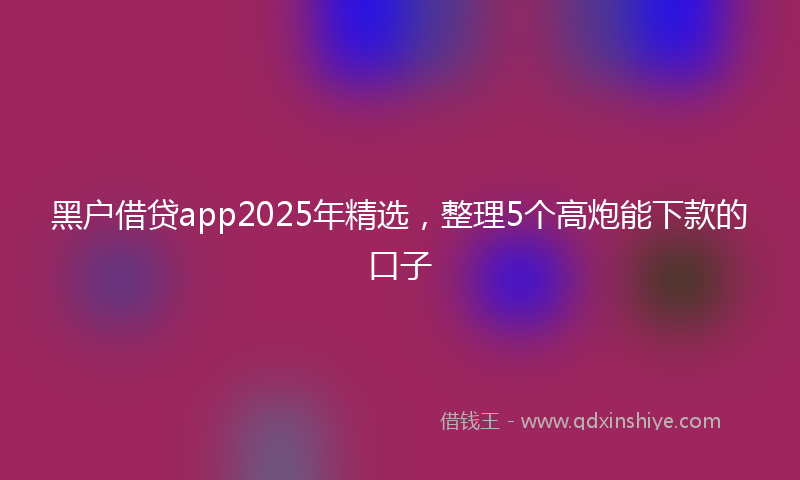 黑户借贷app2025年精选，整理5个高炮能下款的口子