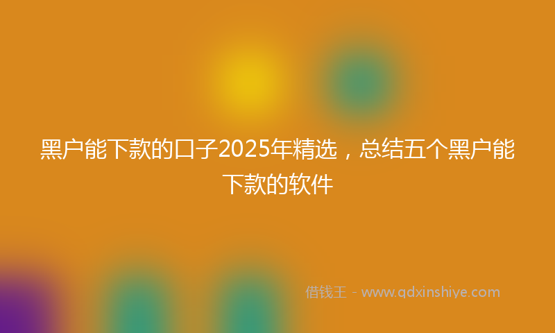 黑户能下款的口子2025年精选，总结五个黑户能下款的软件