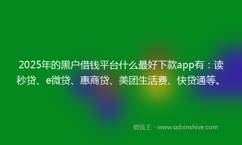 2025年的黑户借钱平台什么最好下款app有：读秒贷、e微贷、惠商贷、美团生活费、快贷通等。