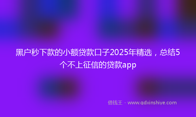 黑户秒下款的小额贷款口子2025年精选，总结5个不上征信的贷款app