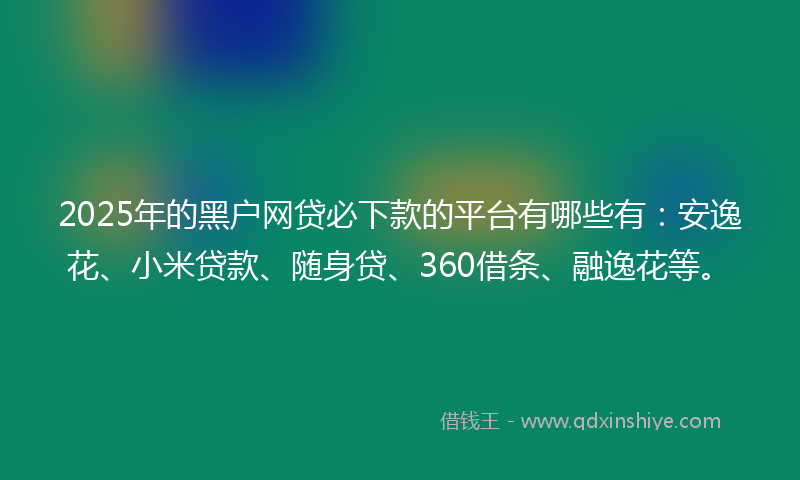 2025年的黑户网贷必下款的平台有哪些有：安逸花、小米贷款、随身贷、360借条、融逸花等。