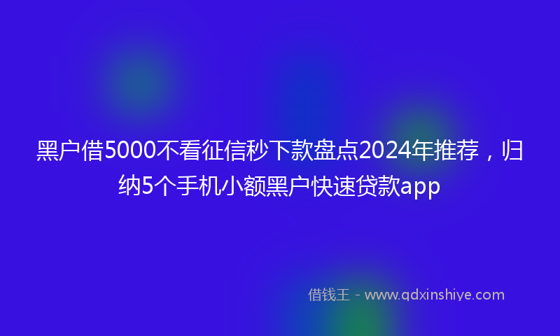 黑户借5000不看征信秒下款盘点2024年推荐，归纳5个手机小额黑户快速贷款app