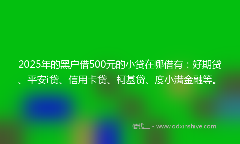 2025年的黑户借500元的小贷在哪借有：好期贷、平安i贷、信用卡贷、柯基贷、度小满金融等。