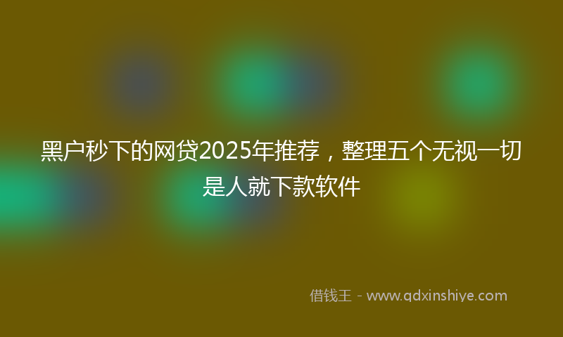 黑户秒下的网贷2025年推荐，整理五个无视一切是人就下款软件