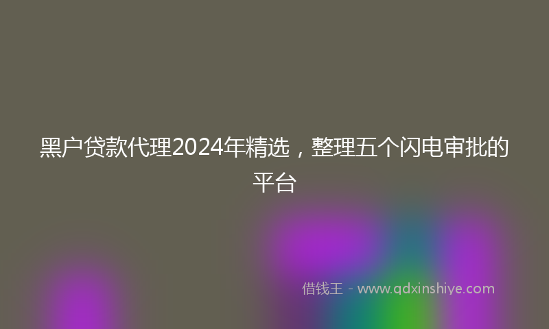 黑户贷款代理2024年精选，整理五个闪电审批的平台
