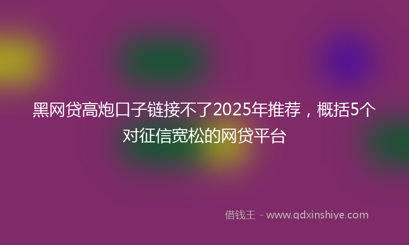 黑网贷高炮口子链接不了2025年推荐，概括5个对征信宽松的网贷平台