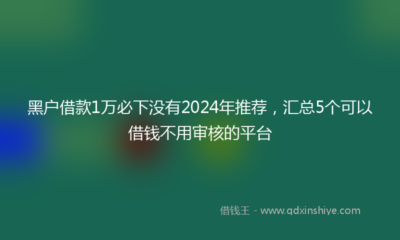 黑户借款1万必下没有2024年推荐，汇总5个可以借钱不用审核的平台