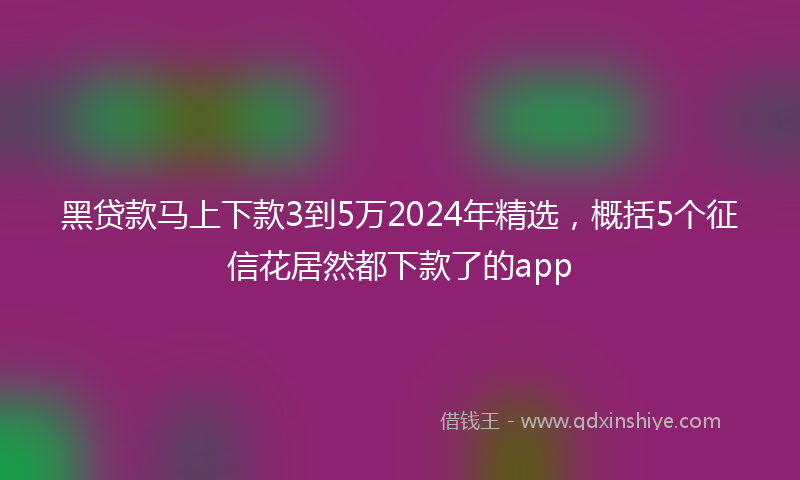 黑贷款马上下款3到5万2024年精选，概括5个征信花居然都下款了的app