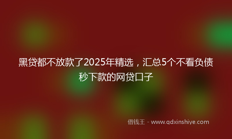 黑贷都不放款了2025年精选，汇总5个不看负债秒下款的网贷口子