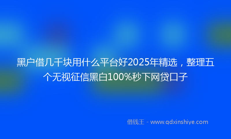 黑户借几千块用什么平台好2025年精选，整理五个无视征信黑白100%秒下网贷口子