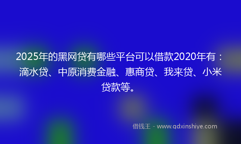 2025年的黑网贷有哪些平台可以借款2020年有：滴水贷、中原消费金融、惠商贷、我来贷、小米贷款等。