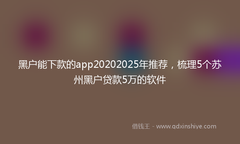 黑户能下款的app20202025年推荐，梳理5个苏州黑户贷款5万的软件