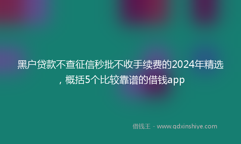 黑户贷款不查征信秒批不收手续费的2024年精选，概括5个比较靠谱的借钱app