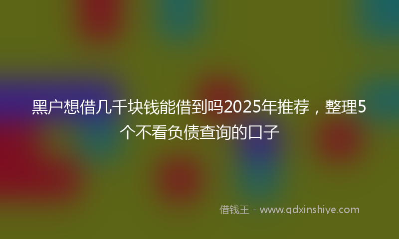 黑户想借几千块钱能借到吗2025年推荐，整理5个不看负债查询的口子