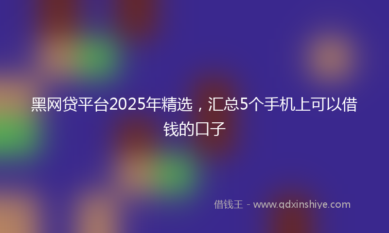 黑网贷平台2025年精选，汇总5个手机上可以借钱的口子