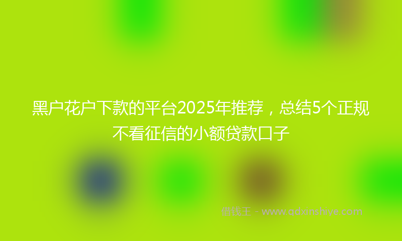 黑户花户下款的平台2025年推荐，总结5个正规不看征信的小额贷款口子