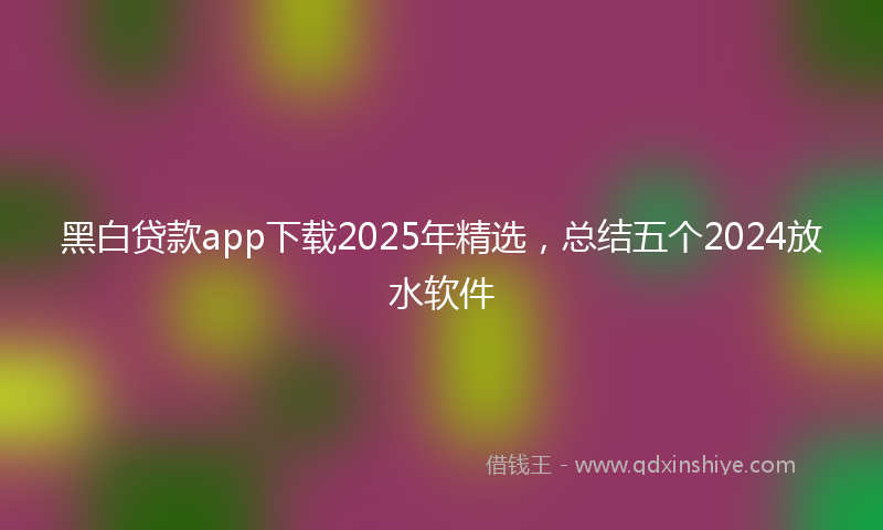 黑白贷款app下载2025年精选，总结五个2024放水软件