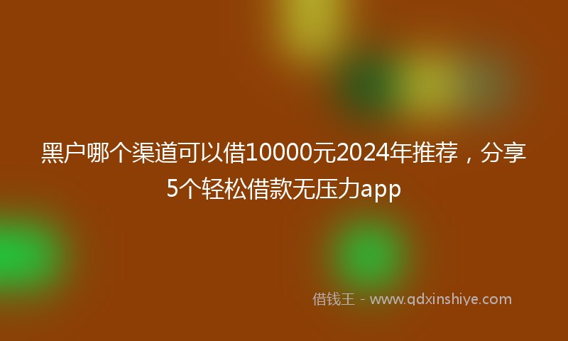 黑户哪个渠道可以借10000元2024年推荐，分享5个轻松借款无压力app