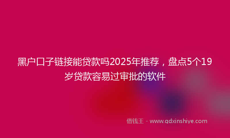 黑户口子链接能贷款吗2025年推荐，盘点5个19岁贷款容易过审批的软件