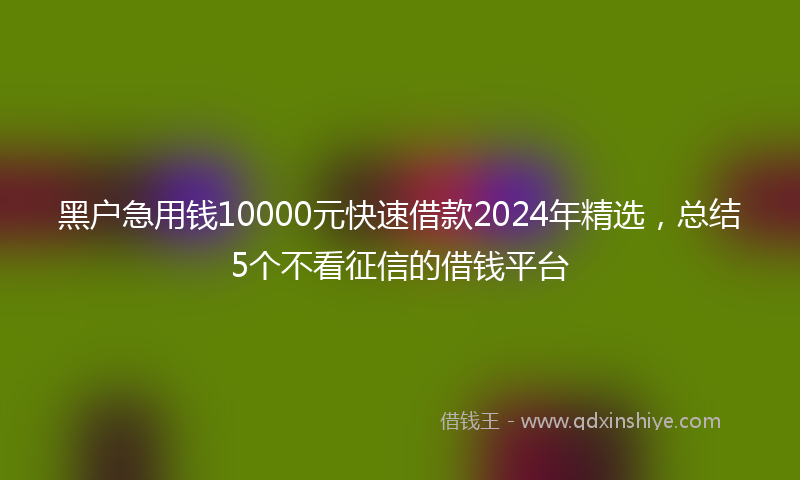 黑户急用钱10000元快速借款2024年精选，总结5个不看征信的借钱平台