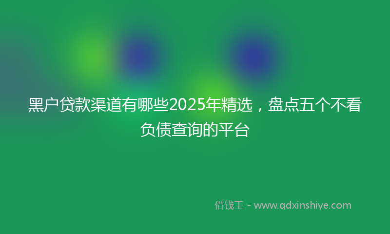 黑户贷款渠道有哪些2025年精选，盘点五个不看负债查询的平台