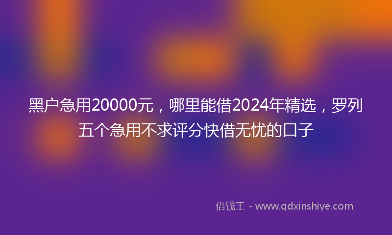 黑户急用20000元，哪里能借2024年精选，罗列五个急用不求评分快借无忧的口子