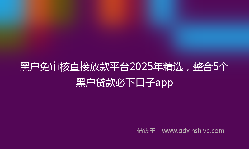 黑户免审核直接放款平台2025年精选，整合5个黑户贷款必下口子app
