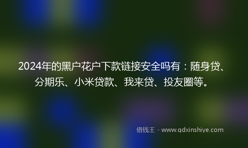 2024年的黑户花户下款链接安全吗有：随身贷、分期乐、小米贷款、我来贷、投友圈等。