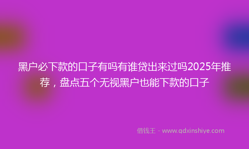 黑户必下款的口子有吗有谁贷出来过吗2025年推荐，盘点五个无视黑户也能下款的口子