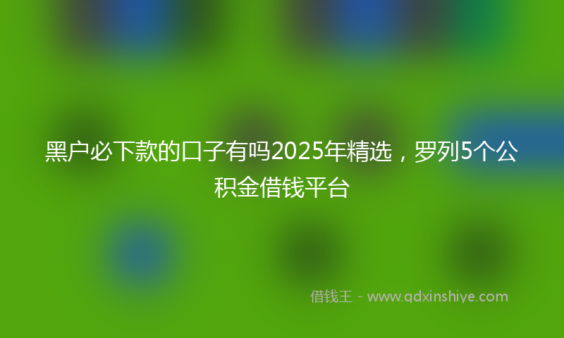 黑户必下款的口子有吗2025年精选，罗列5个公积金借钱平台