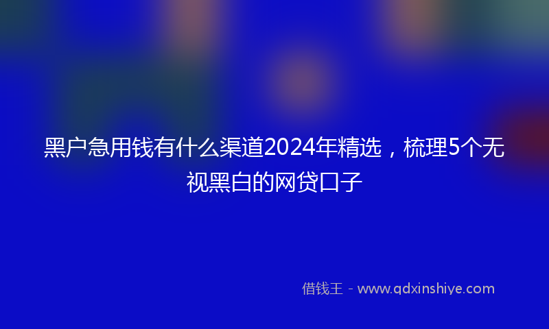 黑户急用钱有什么渠道2024年精选，梳理5个无视黑白的网贷口子