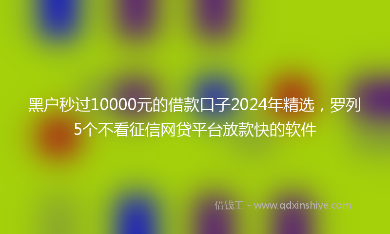 黑户秒过10000元的借款口子2024年精选，罗列5个不看征信网贷平台放款快的软件