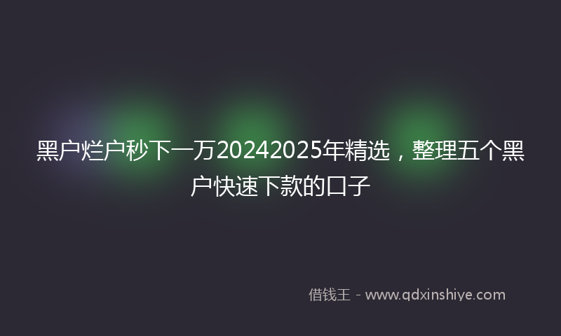 黑户烂户秒下一万20242025年精选，整理五个黑户快速下款的口子