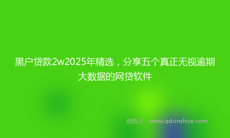 黑户贷款2w2025年精选，分享五个真正无视逾期大数据的网贷软件
