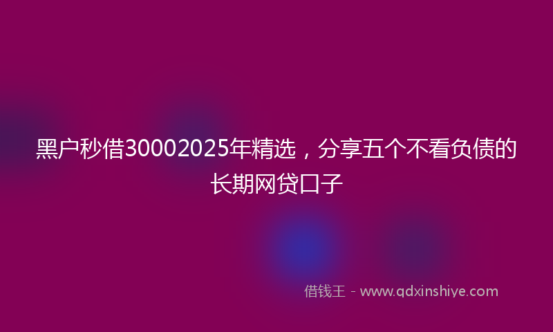黑户秒借30002025年精选，分享五个不看负债的长期网贷口子