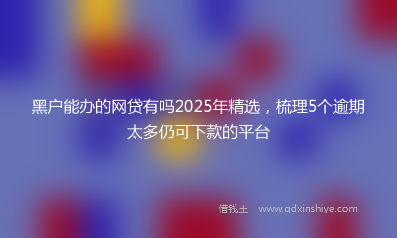 黑户能办的网贷有吗2025年精选，梳理5个逾期太多仍可下款的平台