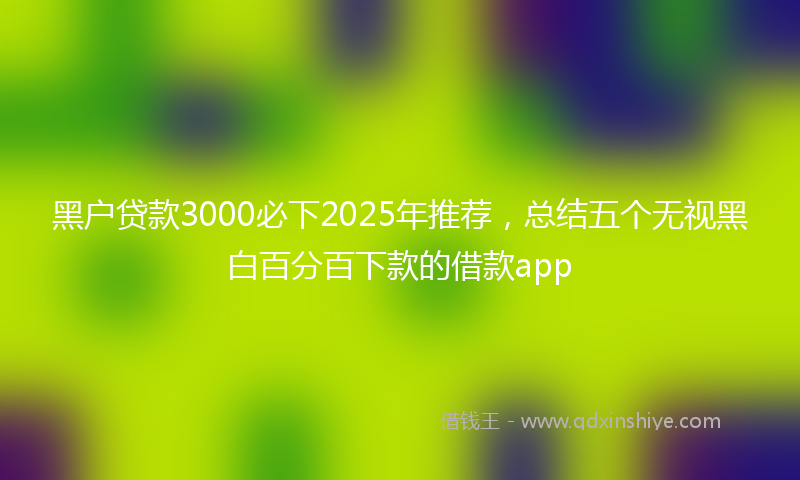黑户贷款3000必下2025年推荐，总结五个无视黑白百分百下款的借款app