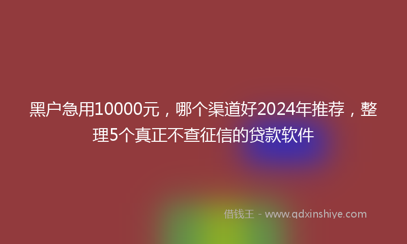黑户急用10000元，哪个渠道好2024年推荐，整理5个真正不查征信的贷款软件