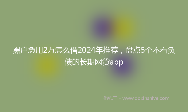 黑户急用2万怎么借2024年推荐，盘点5个不看负债的长期网贷app