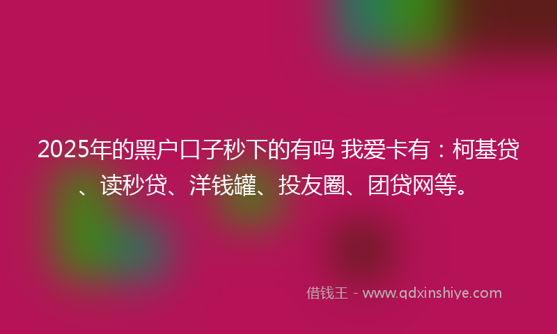 2025年的黑户口子秒下的有吗 我爱卡有：柯基贷、读秒贷、洋钱罐、投友圈、团贷网等。