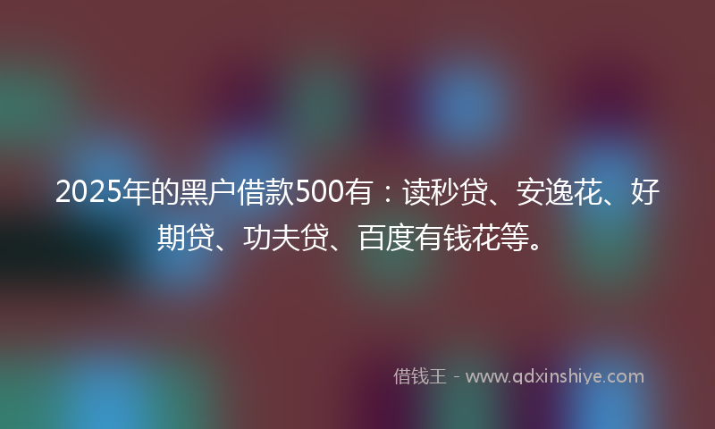 2025年的黑户借款500有：读秒贷、安逸花、好期贷、功夫贷、百度有钱花等。